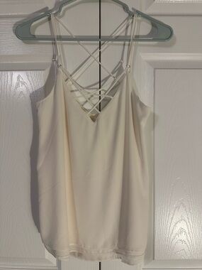 Express Cream Strappy V-Neck Tank Top